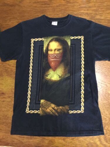 givenchy mona lisa t shirt|Jerzees Givenchy Mona Lisa Red Bandana Covered Smile Art .